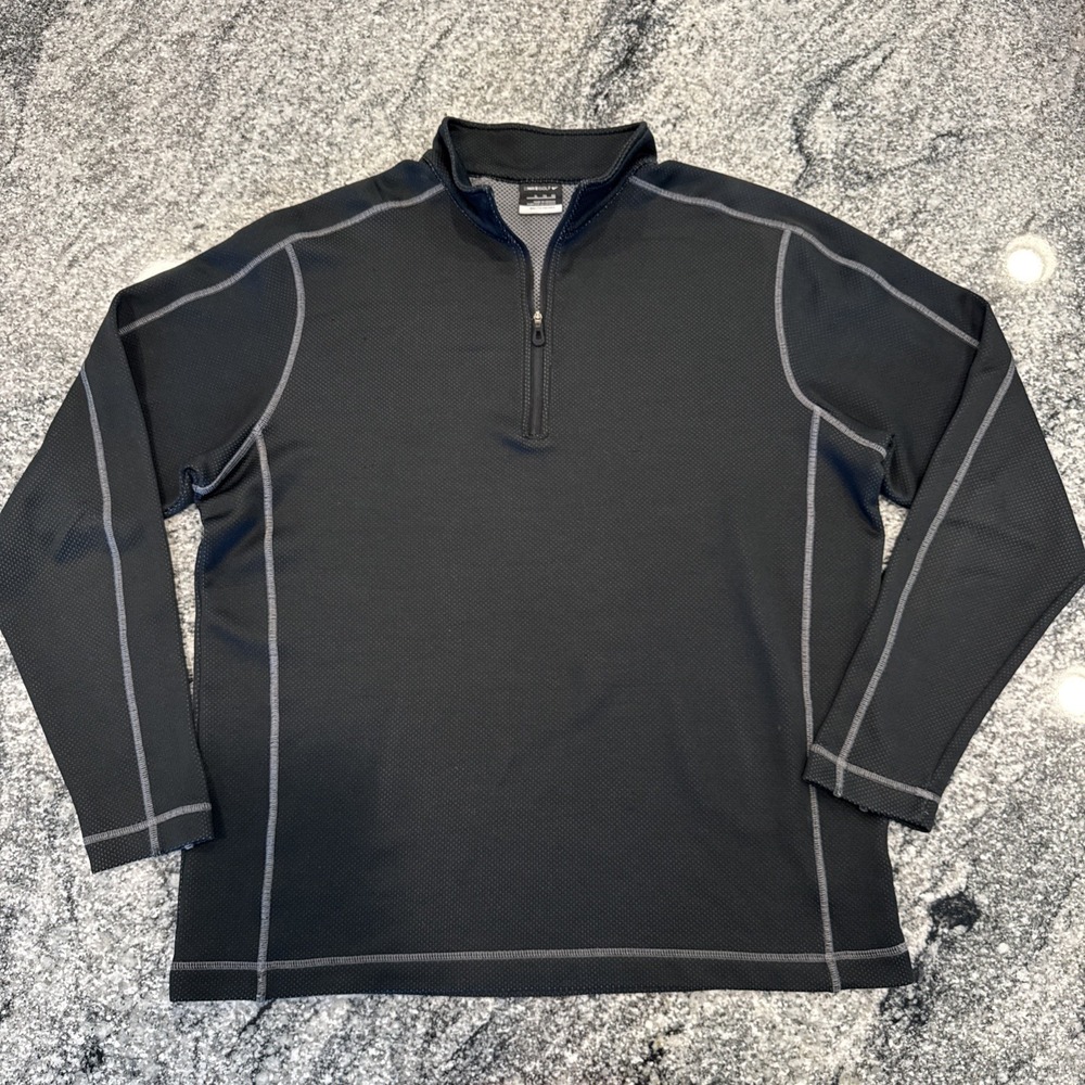 Nike Golf Pullover Mens XL Black Therma-FIT Fleece Quarter Zip 416574-010 #985
